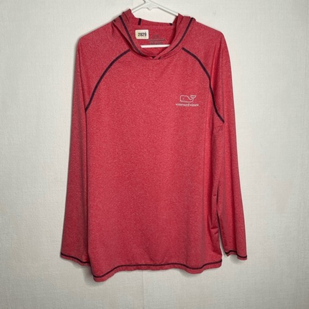 Vineyard Vines Hoodie Mens Medium Pink Performance Jersey Pullover Casual Thin